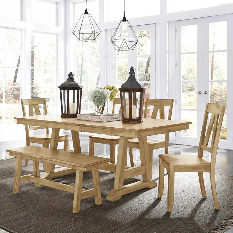 Lindsey Farm 6 Piece Trestle Table Set