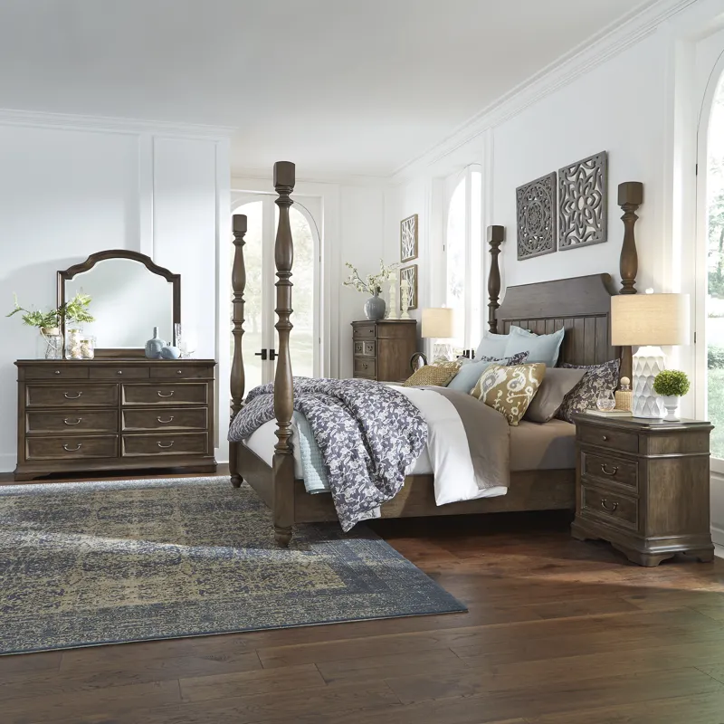 Homestead King California Poster Bed, Dresser & Mirror, Chest, Night Stand