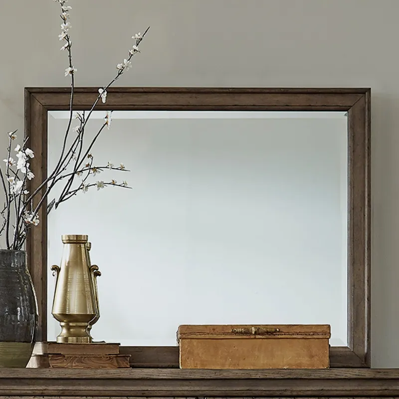Americana Farmhouse Queen Sleigh Bed, Dresser & Mirror, Nightstand