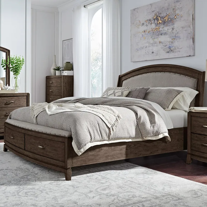 Avalon Queen Panel Storage Bed, Dresser & Mirror, NS