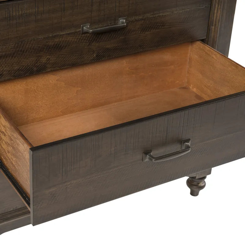 Catawba Hills King California Poster Bed, Dresser & Mirror, Chest