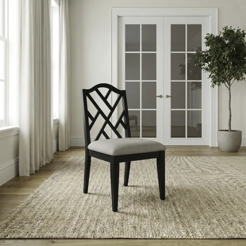 Chesapeake Charm Lattice Back Side Chair (RTA) - Black