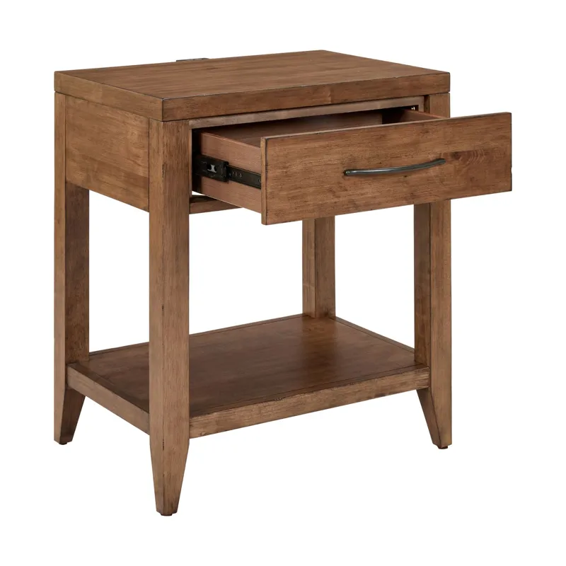 Shaker Lakes Open Nightstand w/ Charging Station