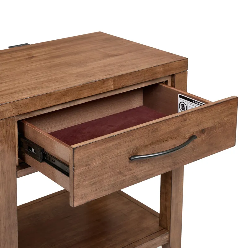 Shaker Lakes Open Nightstand w/ Charging Station