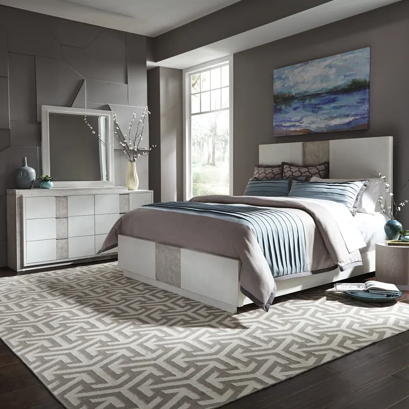 Mirage King California Panel Bed, Dresser & Mirror