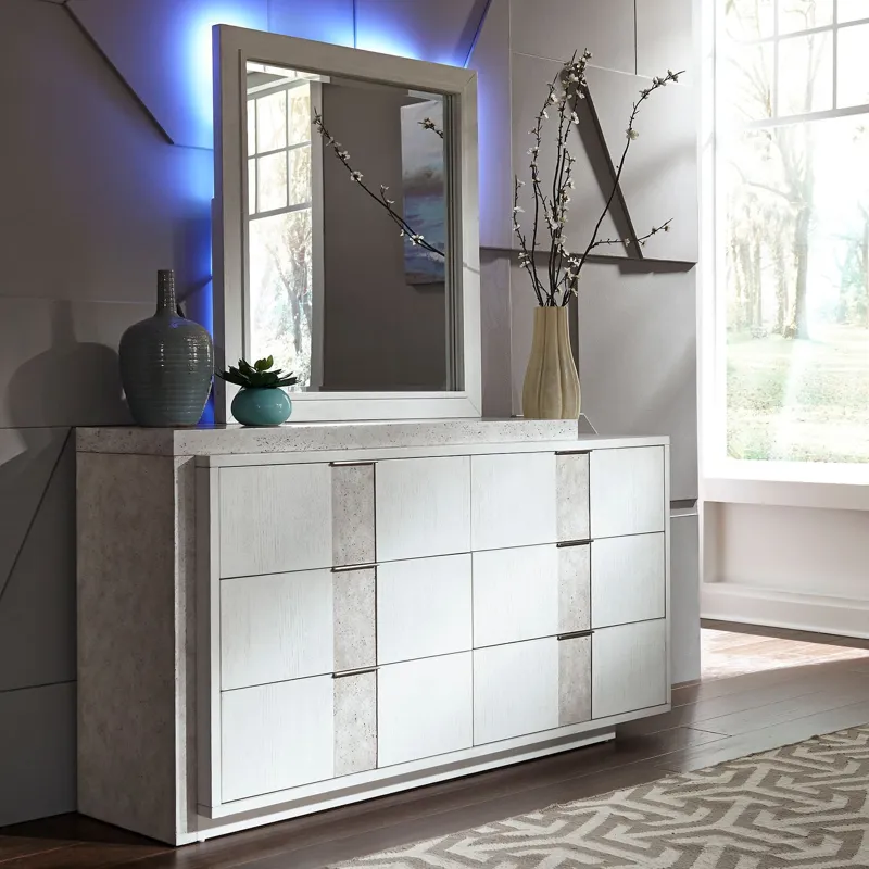 Mirage King California Panel Bed, Dresser & Mirror