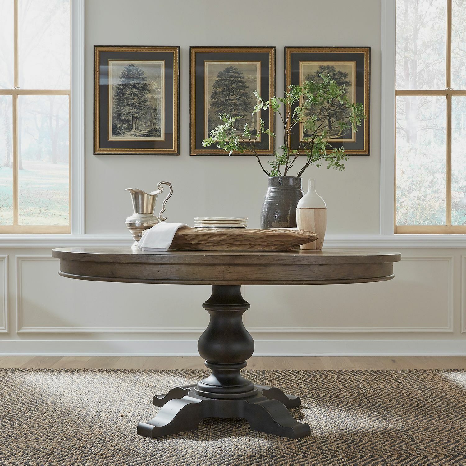 Americana Farmhouse Pedestal Table Set NIS172097532 at FurnitureLand