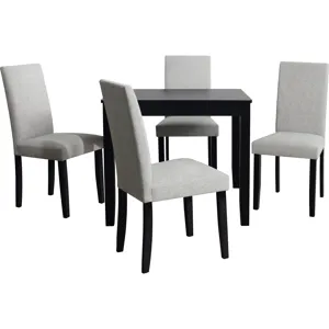Square Dining Table &amp; 4 Side Chairs - Black
