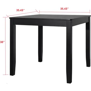 Square Dining Table &amp; 4 Side Chairs - Black