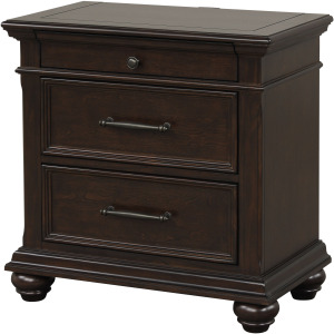 Nightstand w/2 Drawers & USB - Dark Brown
