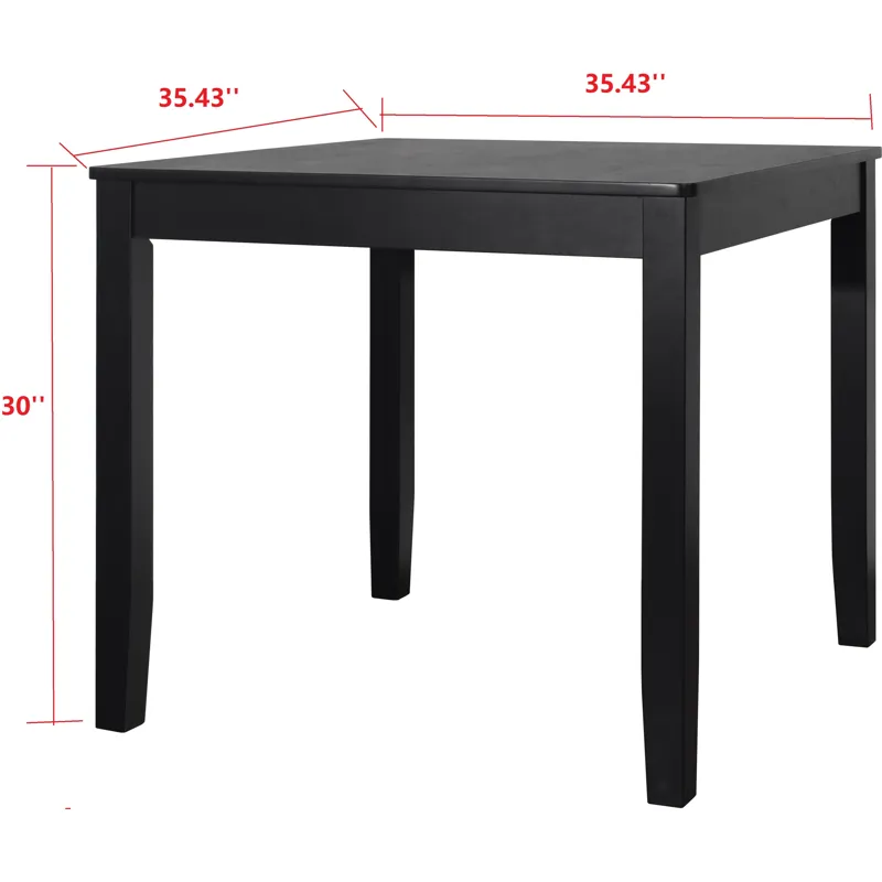 Square Dining Table &amp; 4 Side Chairs - Black