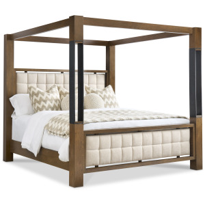Upholstered King Canopy Bed