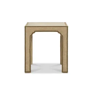 Wood Top Upholstered Side Table