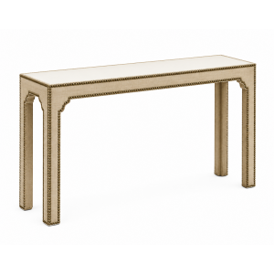 Wood Top Upholstered Console Table