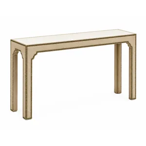 Wood Top Upholstered Console Table