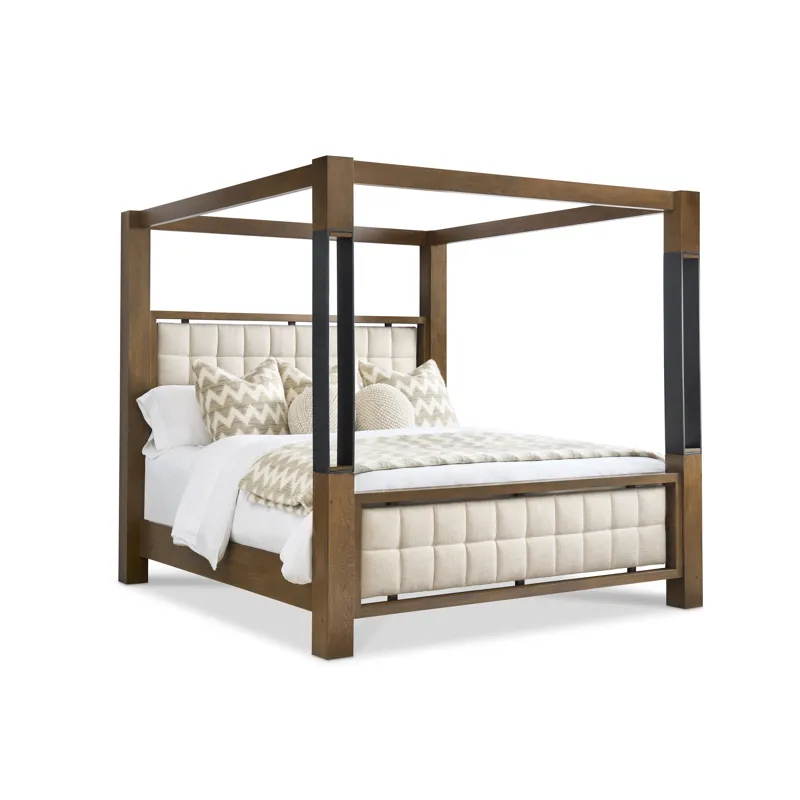 Upholstered King Canopy Bed