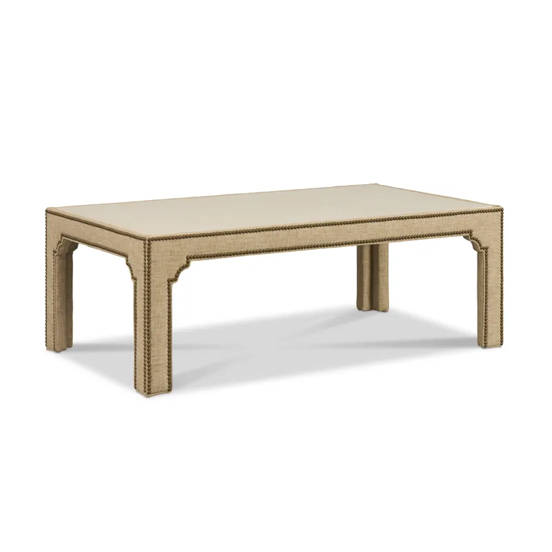 Wood Top Upholstered Coffee Table