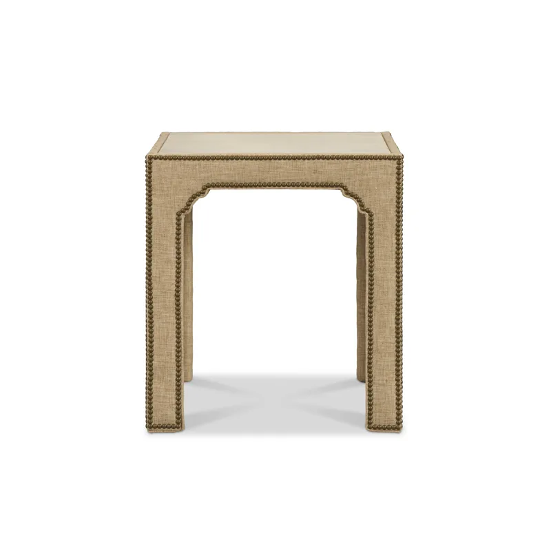 Wood Top Upholstered Side Table