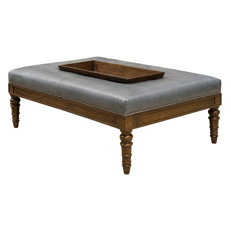 Leather Tray Ottoman