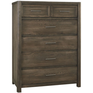 Crafted Oak 5 Drawer Chest - Aged Grey