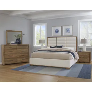 Crafted Oak-Natural Erin's Upholstered Headboard White - King