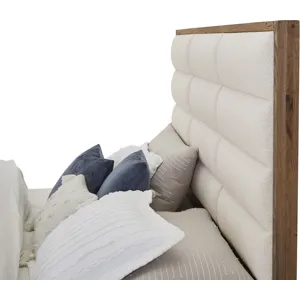 Crafted Oak-Natural Erin's Upholstered Headboard White - King
