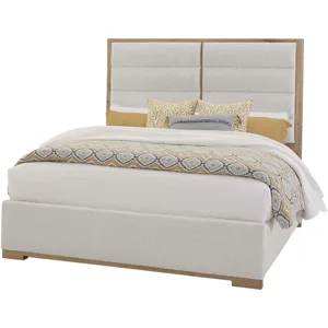 Crafted Oak-Bleached White Erin's Upholstered Headboard Oatmeal - Queen