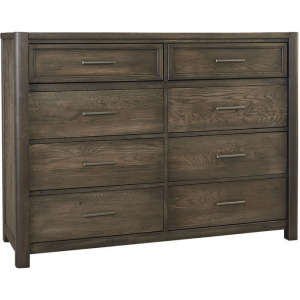 Crafted Oak 8 Drawer Dresser - Aged Grey