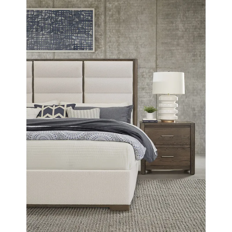 Crafted Oak 2 Drawer Nightstand - Aged Grey