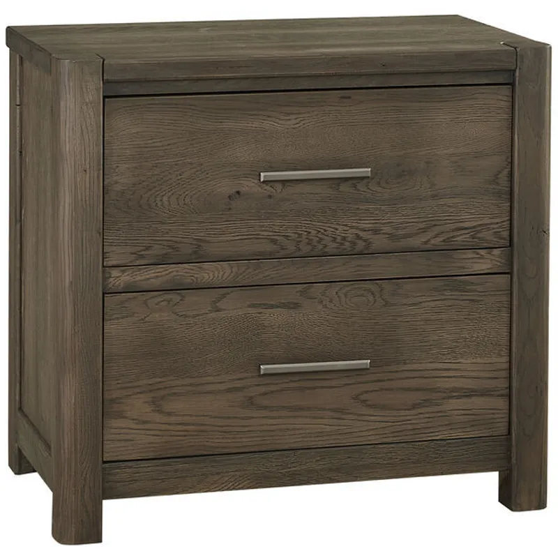 Crafted Oak 2 Drawer Nightstand - Aged Grey