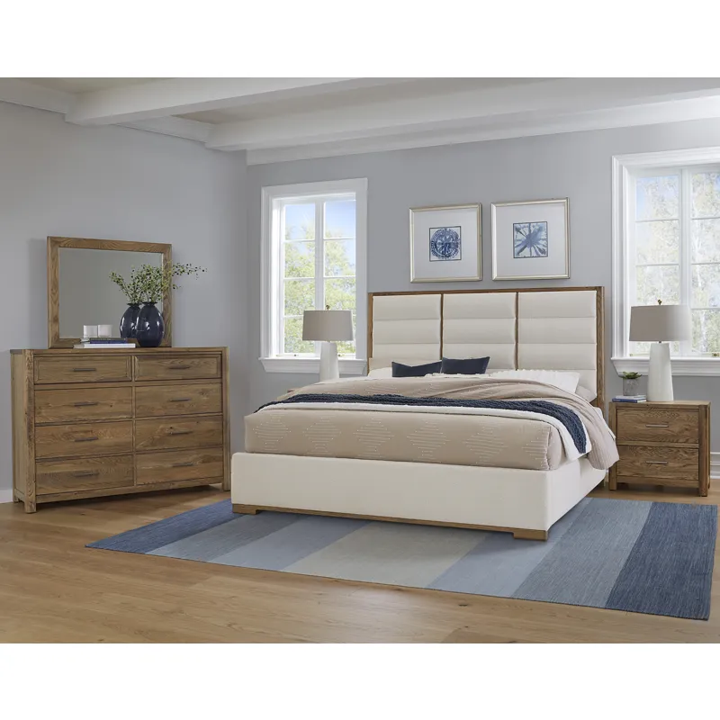 Crafted Oak-Natural Erin's Upholstered Headboard White - King