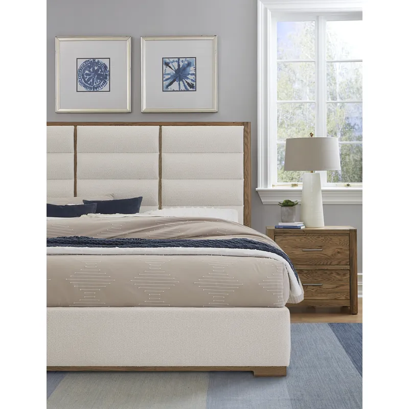 Crafted Oak-Natural Erin's Upholstered Headboard White - King