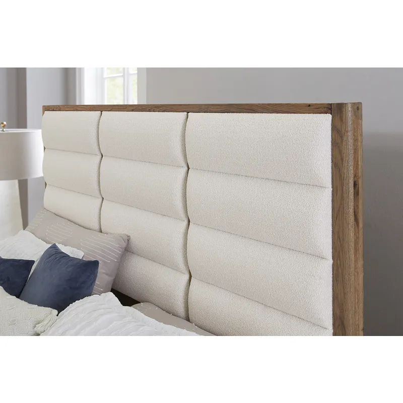 Crafted Oak-Natural Erin's Upholstered Headboard White - King