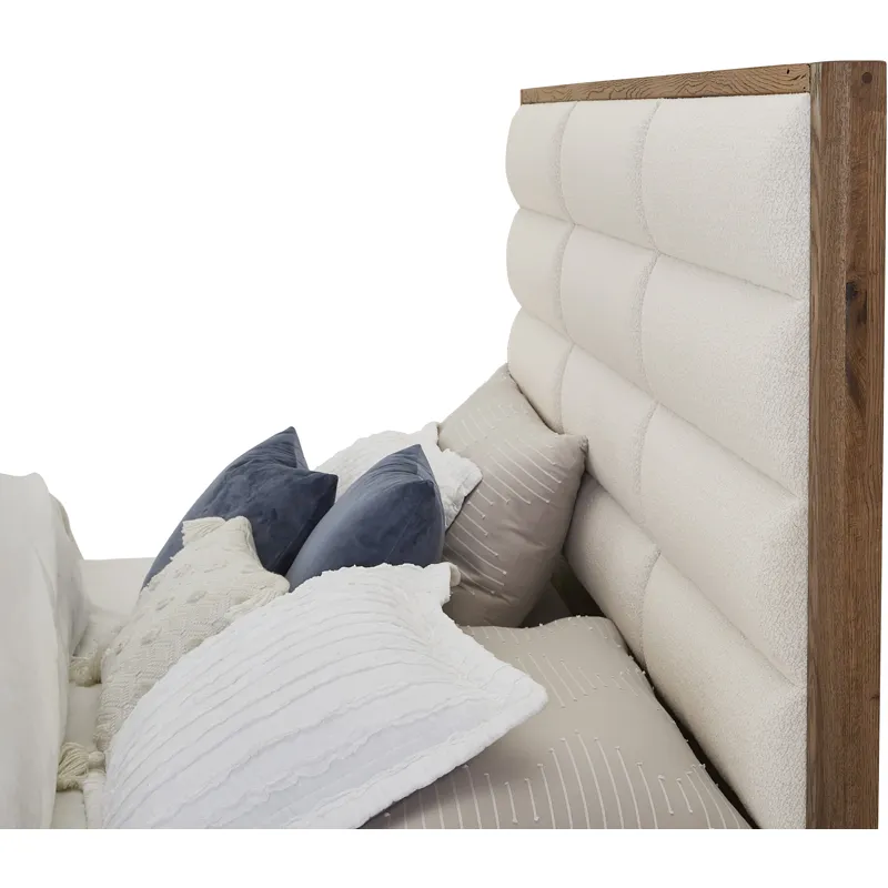 Crafted Oak-Natural Erin's Upholstered Headboard White - King