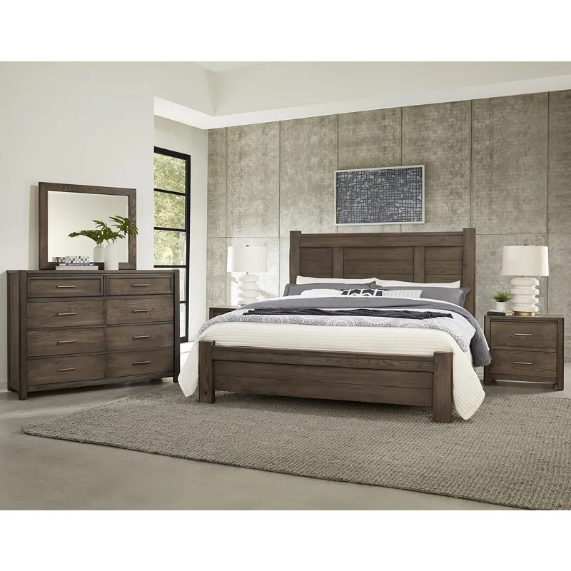 Crafted Oak-Aged Grey Ben's Poster Bed - Queen