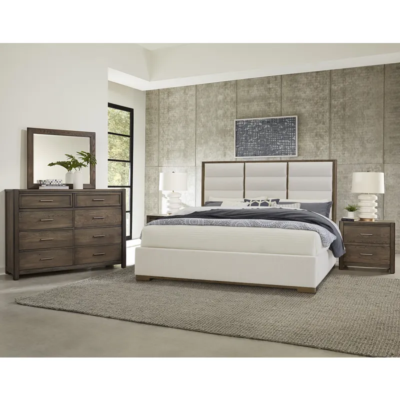 Crafted Oak-Aged Grey Erin's Upholstered Footboard White - King