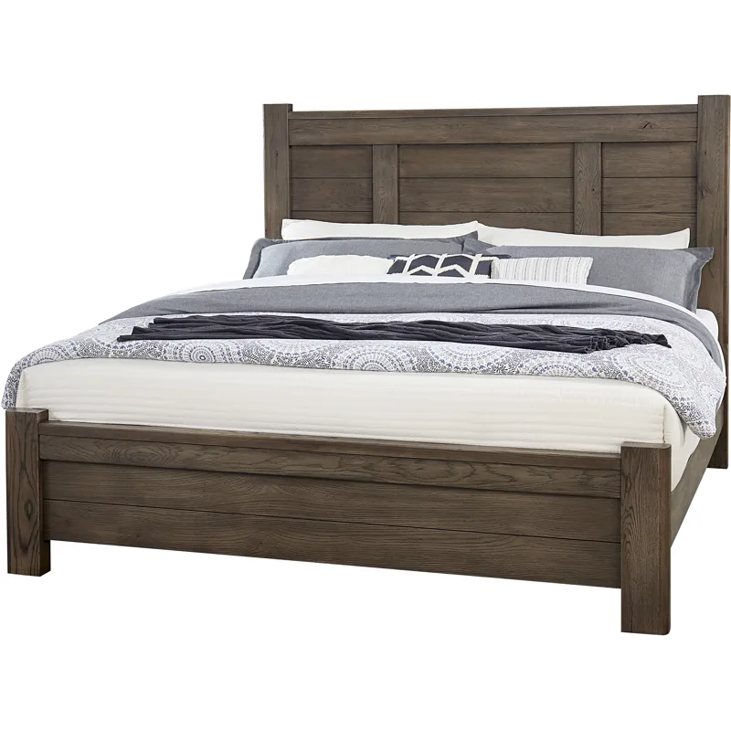 Crafted Oak-Aged Grey Ben's Wood Rails & - Queen/King