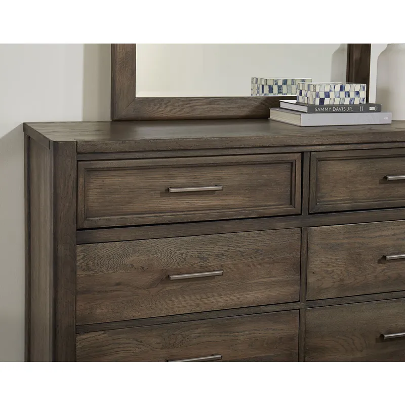 Crafted Oak 8 Drawer Dresser - Aged Grey