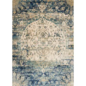 Anastasia Blue / Ivory Rug (5' 3" X 5' 3" Round)