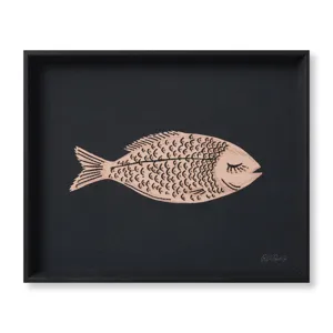 Rifle Paper Co. x Loloi It's Fishy Black / Pink 1'-9" x 1'-5" Wall Art