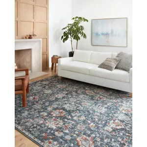 Cassandra Blue / Rust Rug (2' 6" X 7' 9")