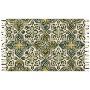 Brushstroke Ivory/Emerald (2'3" x 3'9")