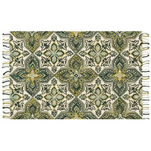 Brushstroke Ivory/Emerald (2'3" x 3'9")