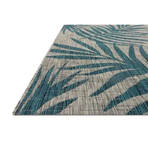 Isle Grey / Aqua Rug (5' 3" X 7' 7")