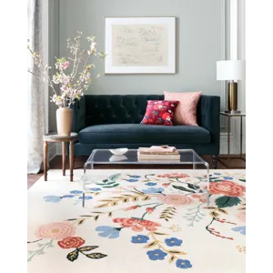 Loloi X Rifle Paper Co. Les Fleurs 7\'-9\" X 9\'-9\" Rug