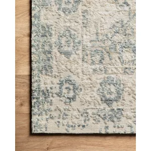 Lindsay Antique White / Aqua Rug (9' 3" X 13')