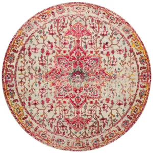 Nadia Ivory / Pink Rug (6' 7" X 9' 2")