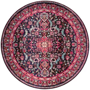 Nadia Midnight / Pink Rug (5' 0" X 5' 0" Round)