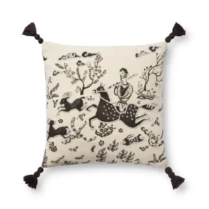 Pillows Ivory / Black Pillow (18\" X 18\" Cover W/Poly)
