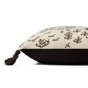 Pillows Ivory / Black Pillow (18\" X 18\" Cover W/Poly)